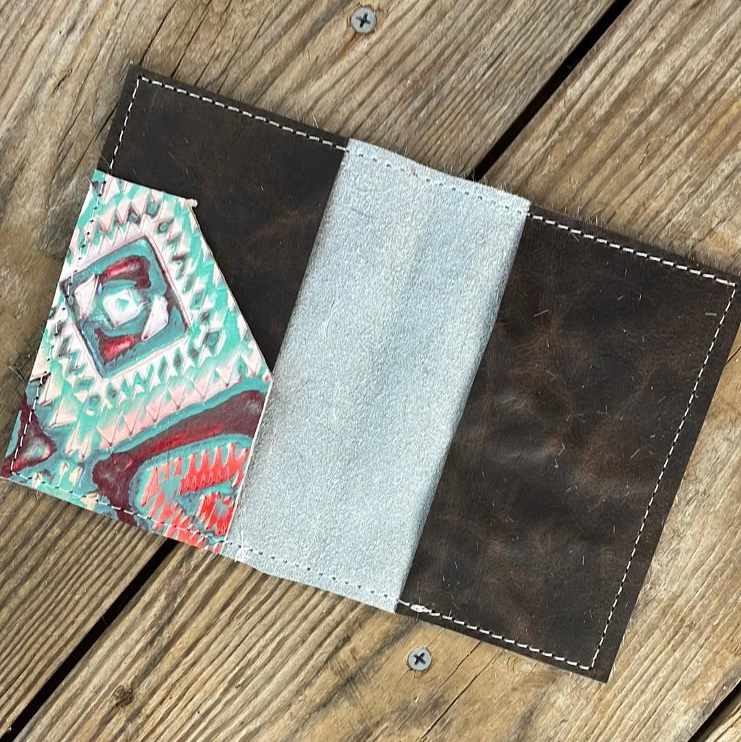 076 Passport Cover - Black & White w/ Rainbow Aztec