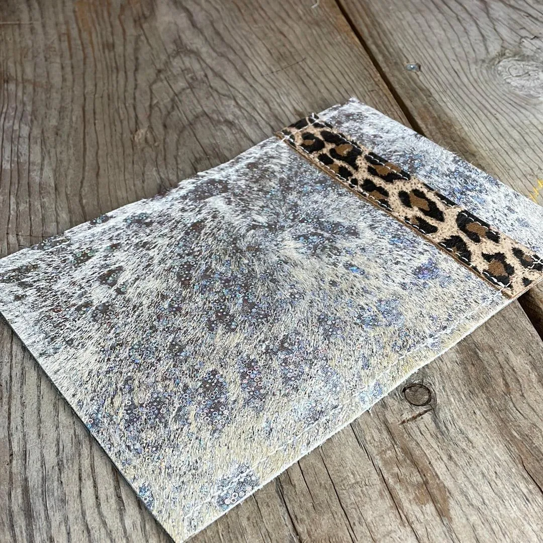 076 Passport Cover - Holographic w/ Leopard Leather