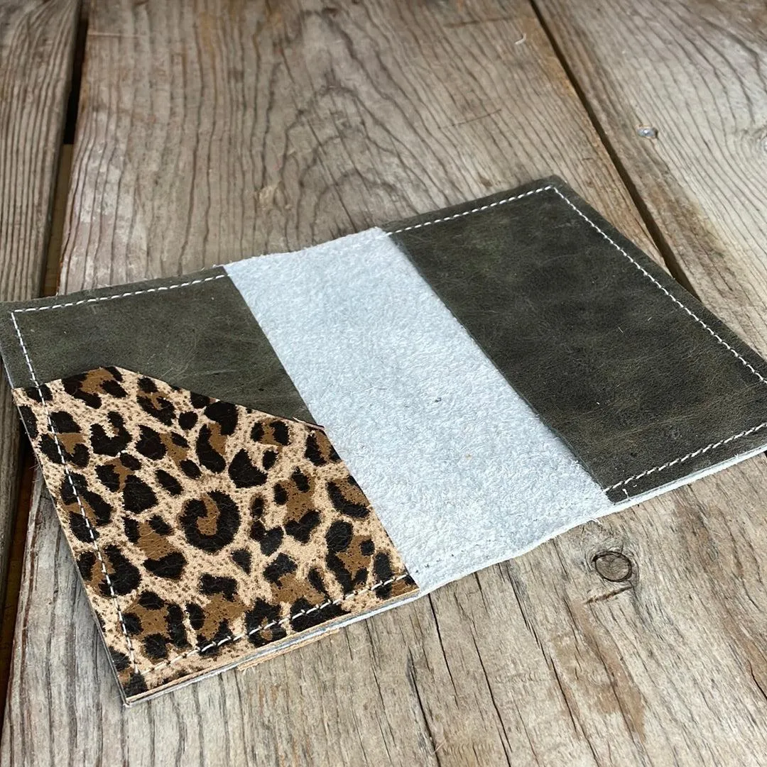 076 Passport Cover - Holographic w/ Leopard Leather