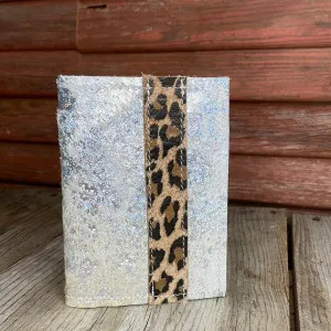 076 Passport Cover - Holographic w/ Leopard Leather