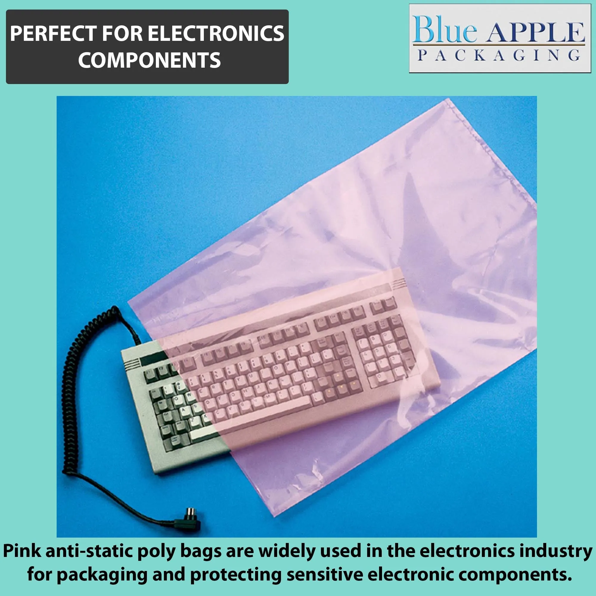 12X15 inches Pink Anti Static Bags 2 Mil Flat