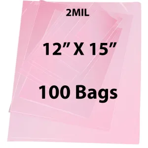 12X15 inches Pink Anti Static Bags 2 Mil Flat