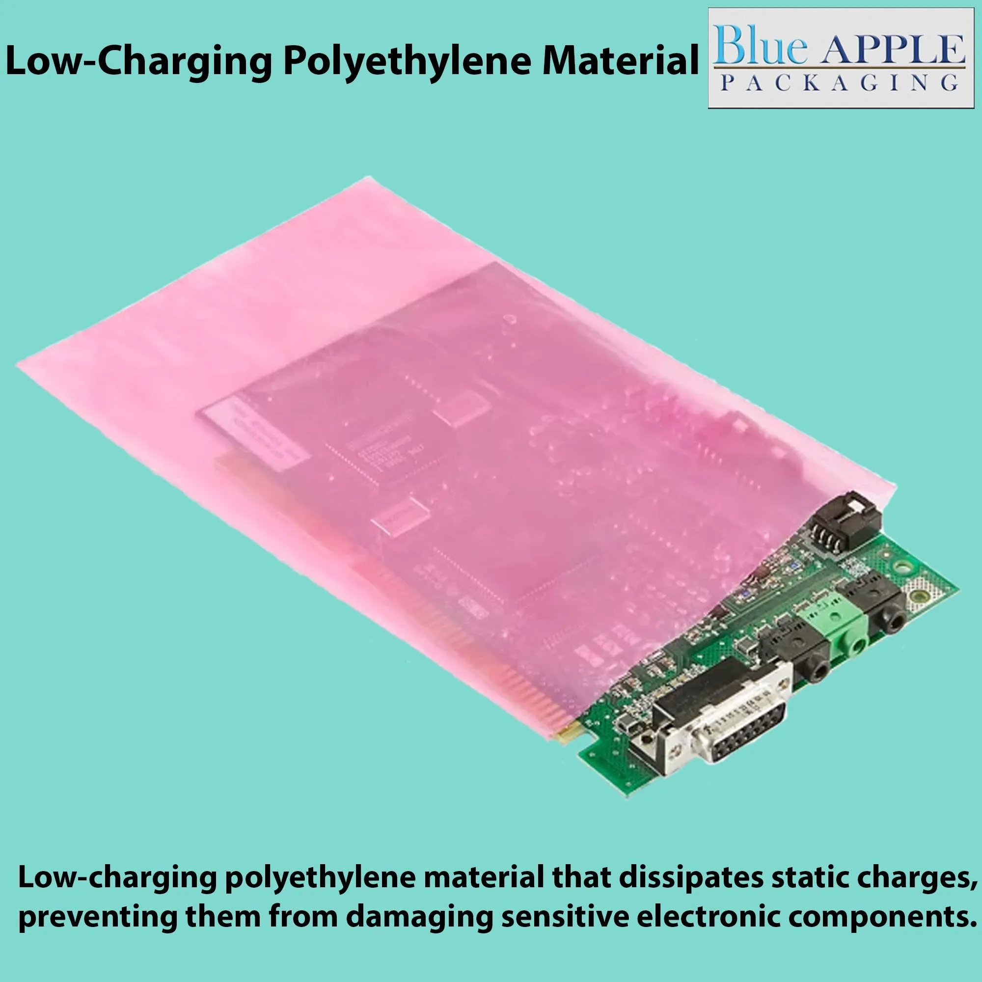 12X15 inches Pink Anti Static Bags 2 Mil Flat