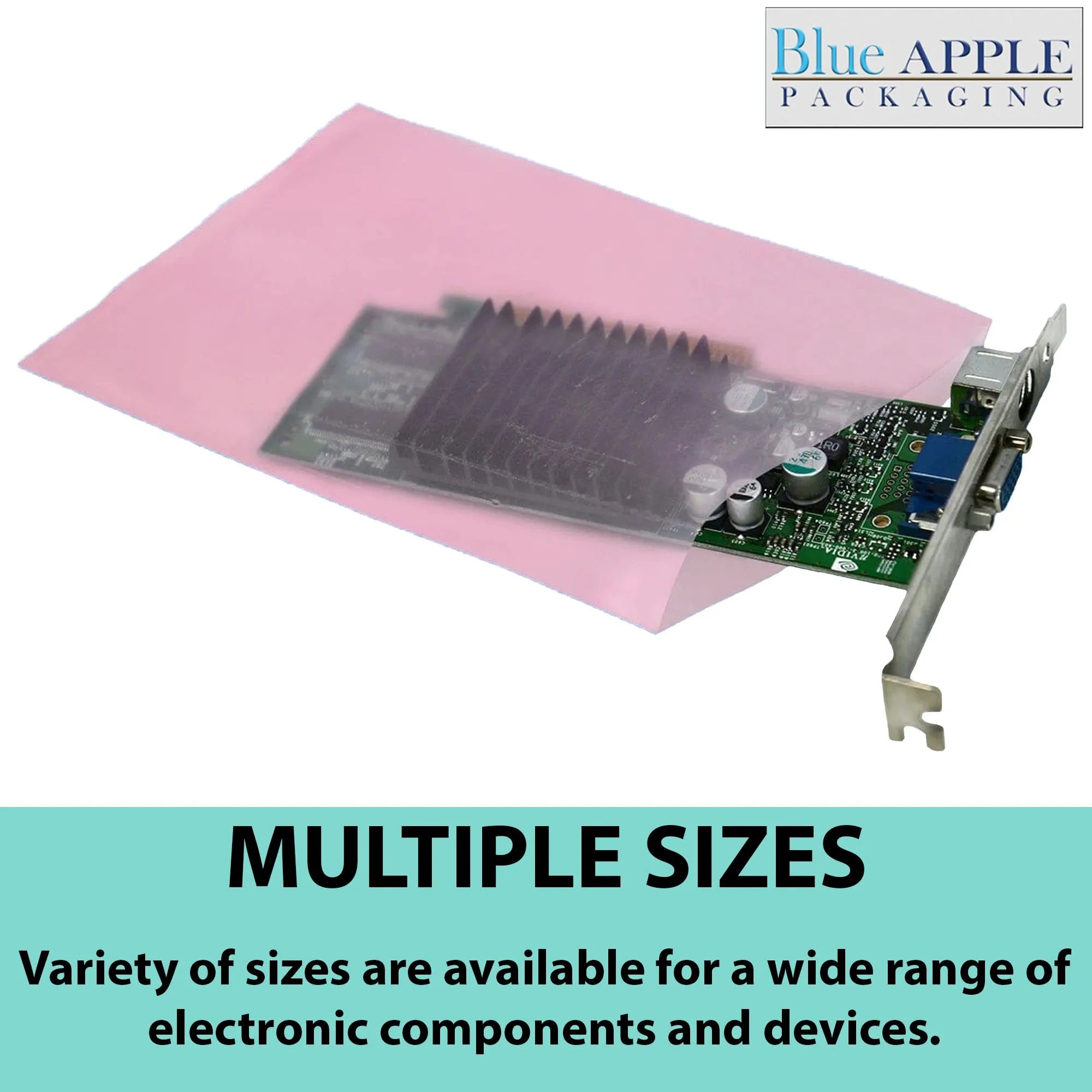 12X15 inches Pink Anti Static Bags 2 Mil Flat
