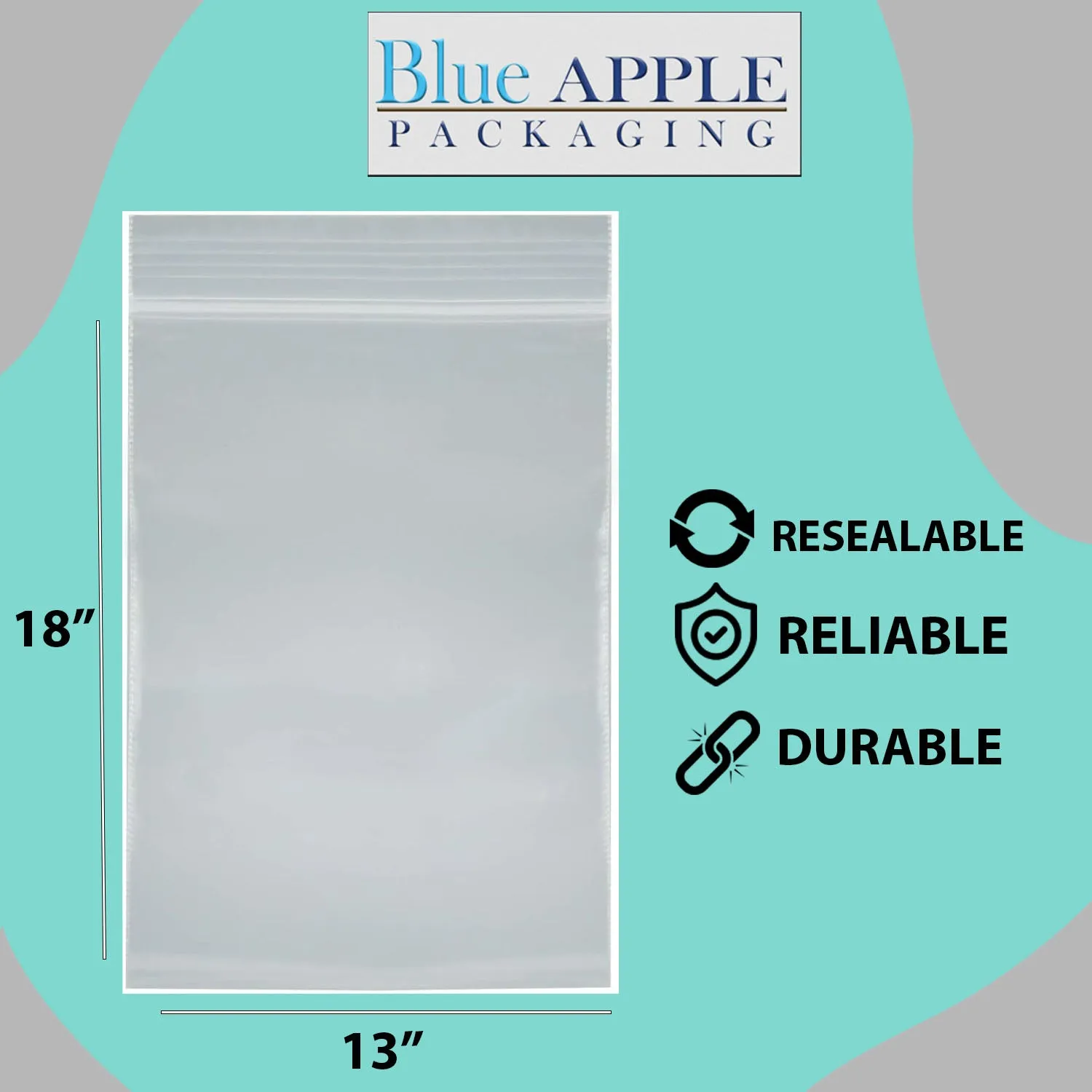 13X18 inches Reclosable Single Line Zipper Poly Bags 2 Mil (LDPE)