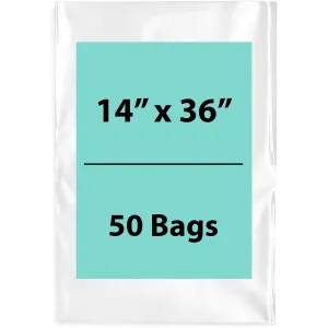 14X36 inches Clear Flat Poly Bags 4Mil Open Top (LDPE)