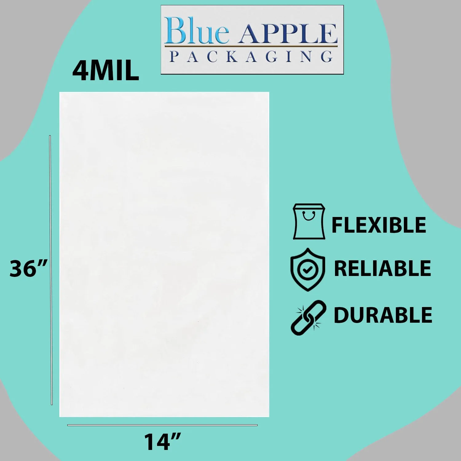 14X36 inches Clear Flat Poly Bags 4Mil Open Top (LDPE)
