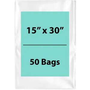 15X30 inches Clear Flat Poly Bags 4Mil Open Top (LDPE)