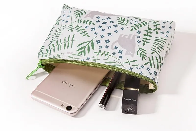 3 Pcs Green Cat Makeup Bag