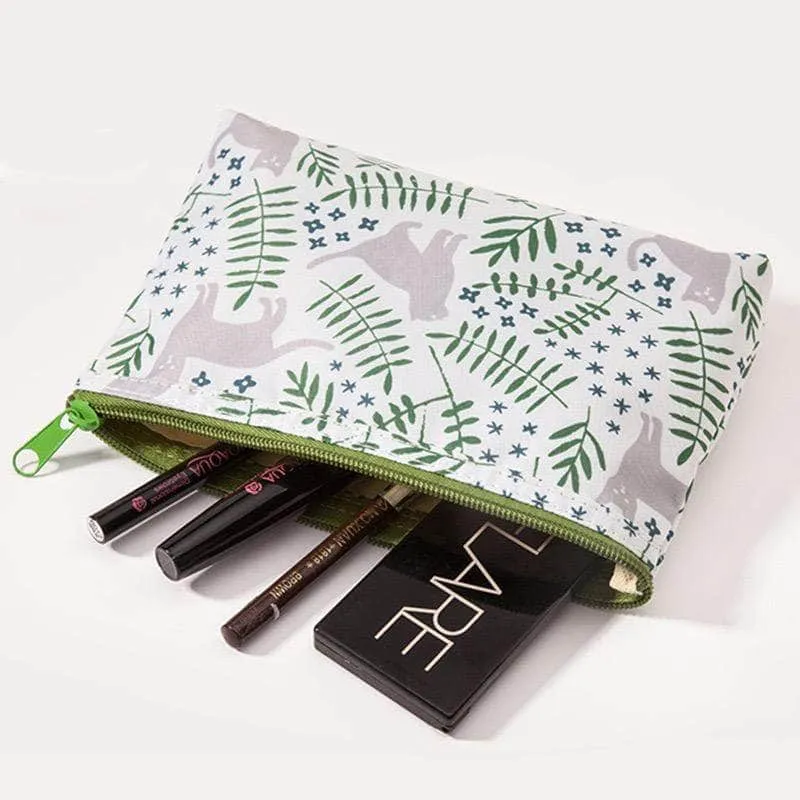 3 Pcs Green Cat Makeup Bag