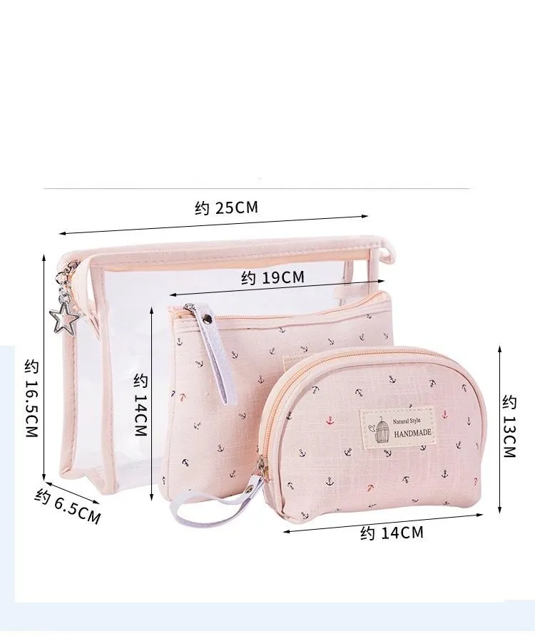 3 Pcs Makeup Bag(purple)