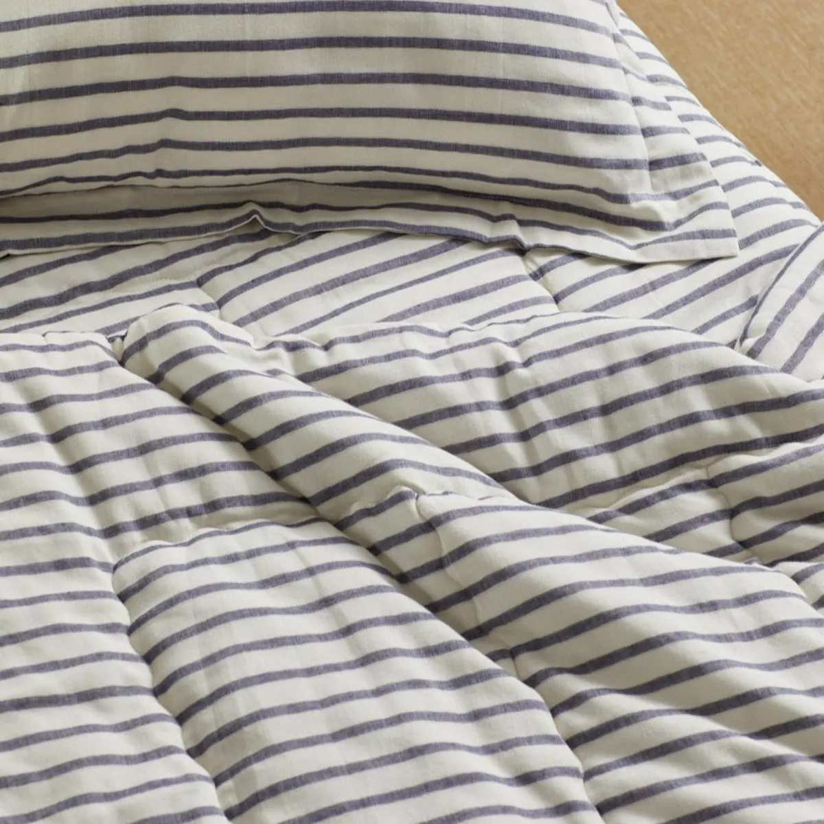 3 Piece Crib Set - Breton Stripe Cream and Navy