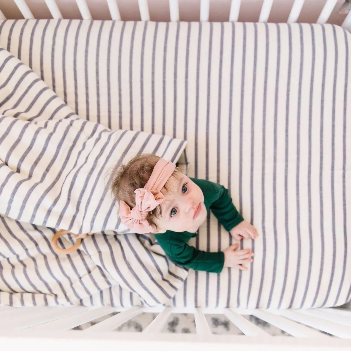 3 Piece Crib Set - Breton Stripe Cream and Navy