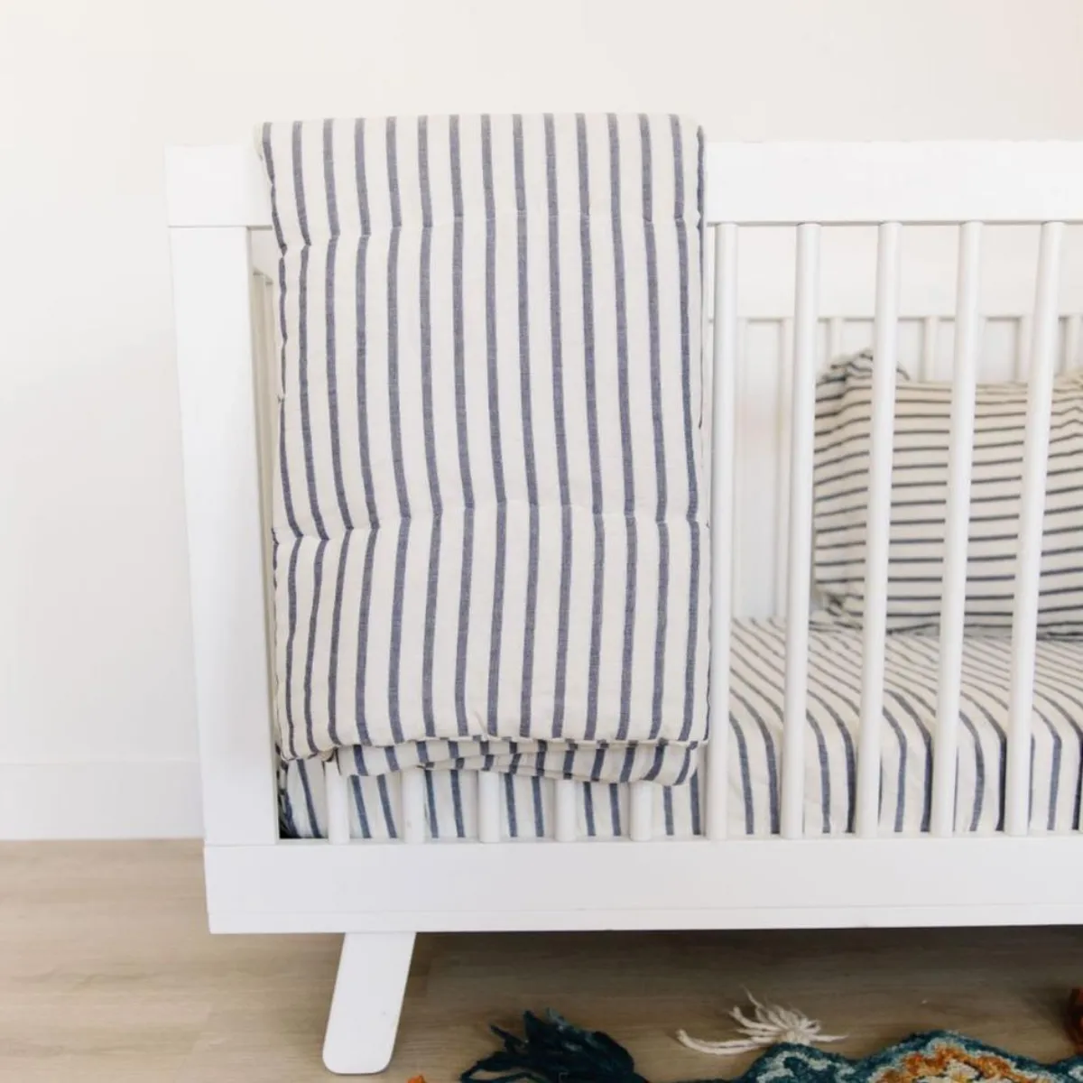 3 Piece Crib Set - Breton Stripe Cream and Navy