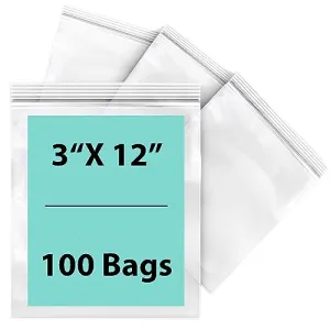 3X12 inches Reclosable Single Line Zipper Poly Bags 2 Mil (LDPE)