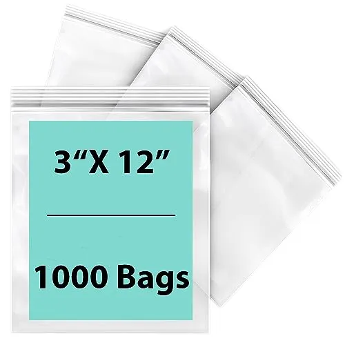 3X12 inches Reclosable Single Line Zipper Poly Bags 2 Mil (LDPE)