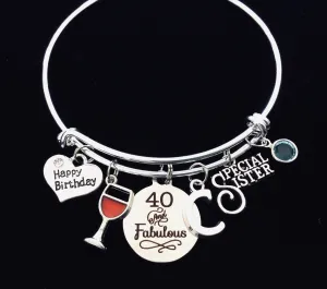 40 and Fabulous Special Sister Happy 40th Birthday Adjustable Bracelet Expandable Charm Bangle Gift