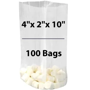4X2X10 inches Gusseted Poly Bags Clear 1.5 Mil Low Density LDPE