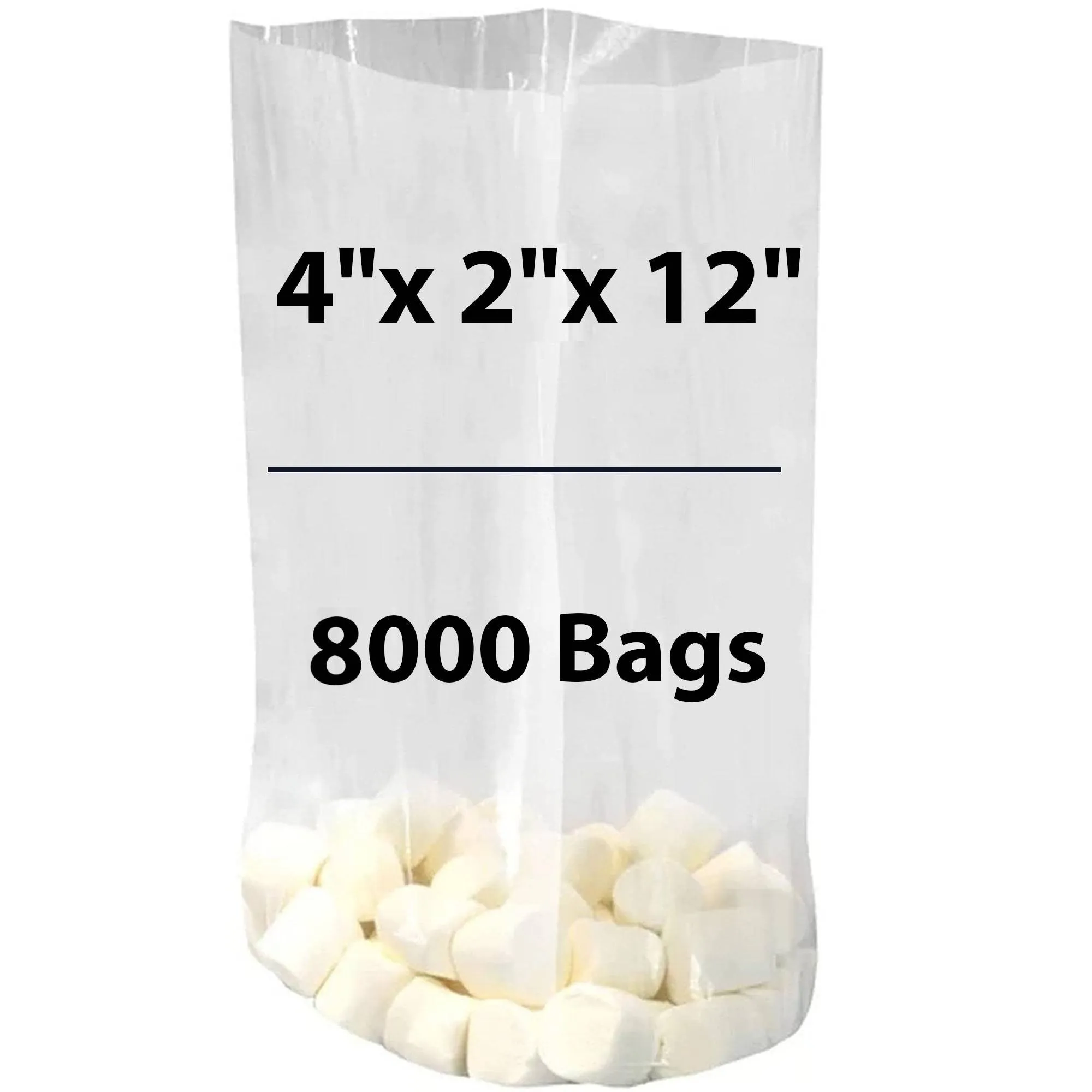 4X2X12 inches Gusseted Poly Bags Clear 1 Mil Low Density LDPE