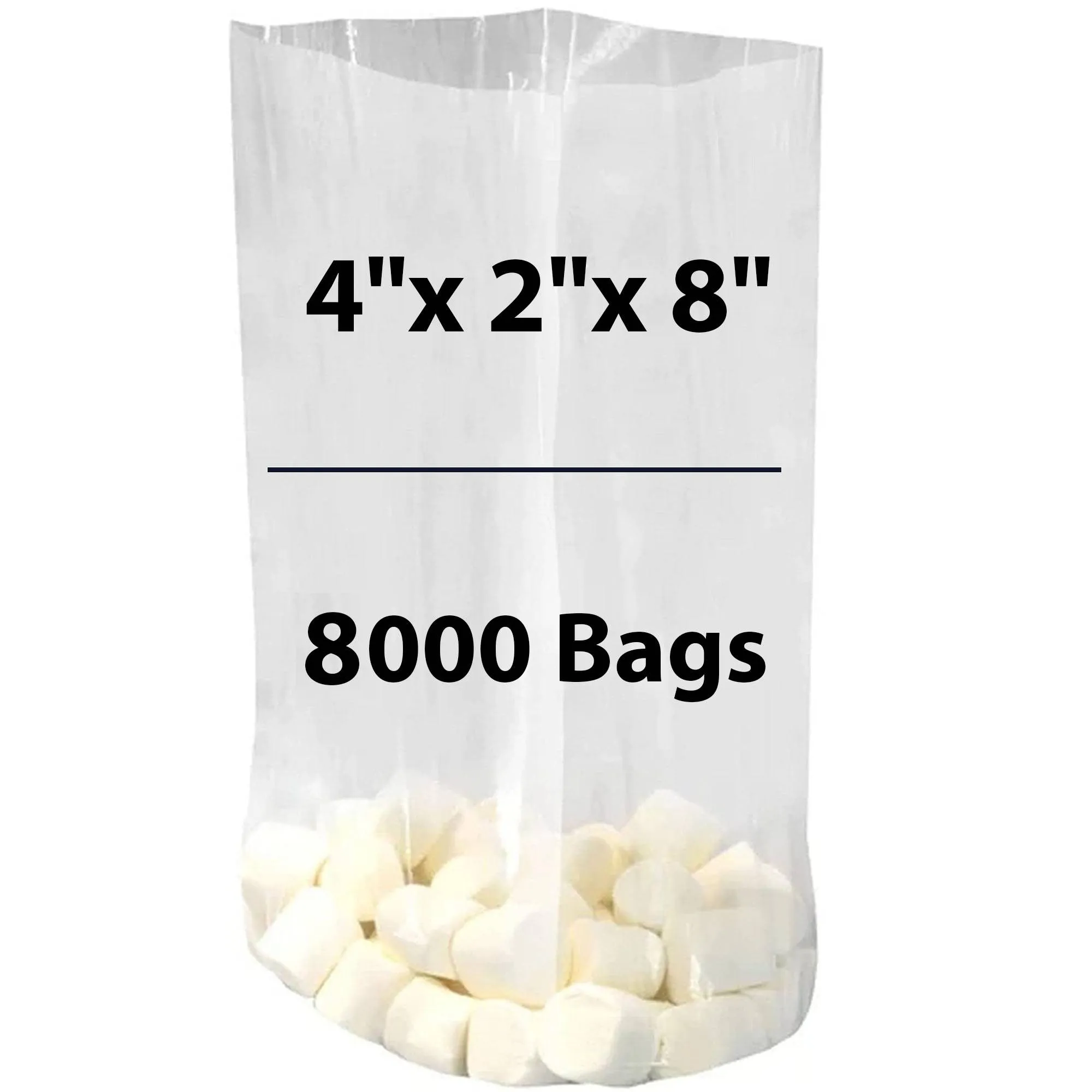 4X2X8 inches Gusseted Poly Bags Clear 1.5 Mil Low Density LDPE