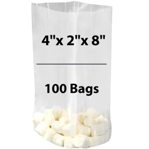 4X2X8 inches Gusseted Poly Bags Clear 1.5 Mil Low Density LDPE