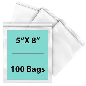 5X8 inches Reclosable Single Line Zipper Poly Bags 2 Mil (LDPE)
