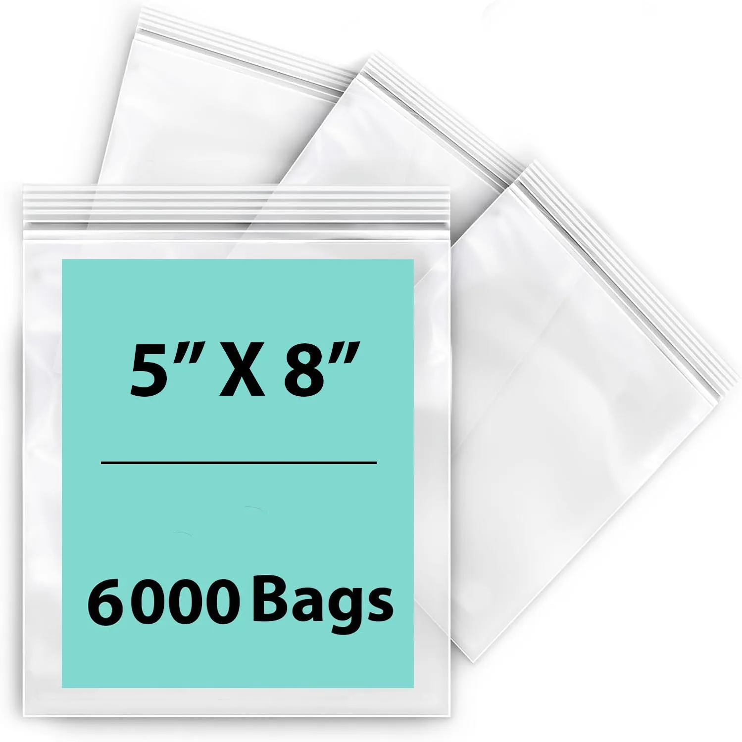 5X8 inches Reclosable Single Line Zipper Poly Bags 2 Mil (LDPE)