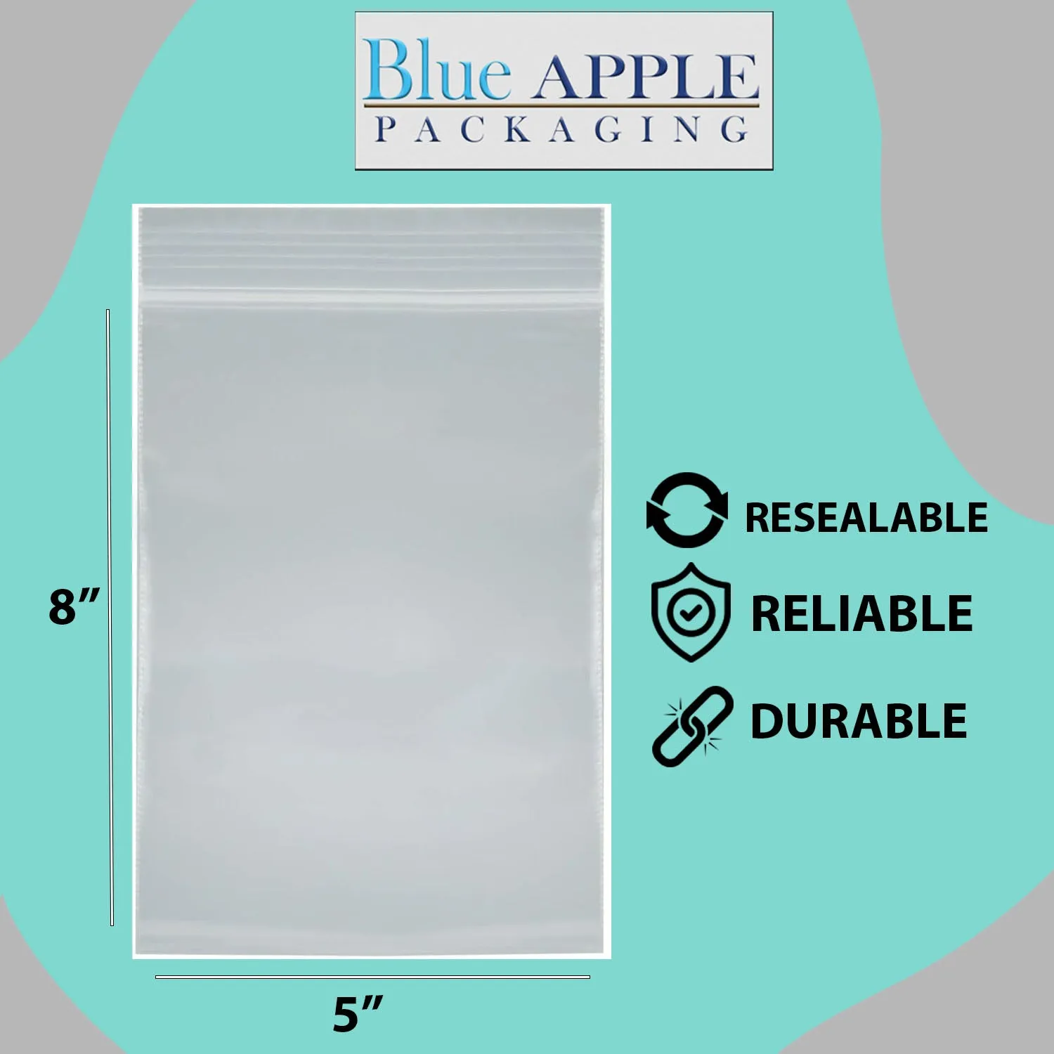 5X8 inches Reclosable Single Line Zipper Poly Bags 2 Mil (LDPE)