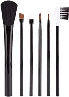 6-Piece Cosmetic Makeup Brush Set and Travel Pouch, Includes Powder Brush, Eye Applicator, Lip Brush, Lash Comb, Eye Shadow Brush, and Eyeliner Brush