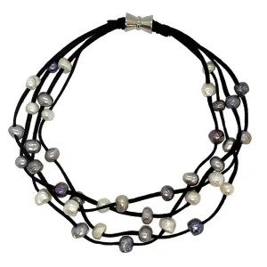 602-09-10 | BLACK SUEDE 4-STRAND MULTI PEARL NECKLACE