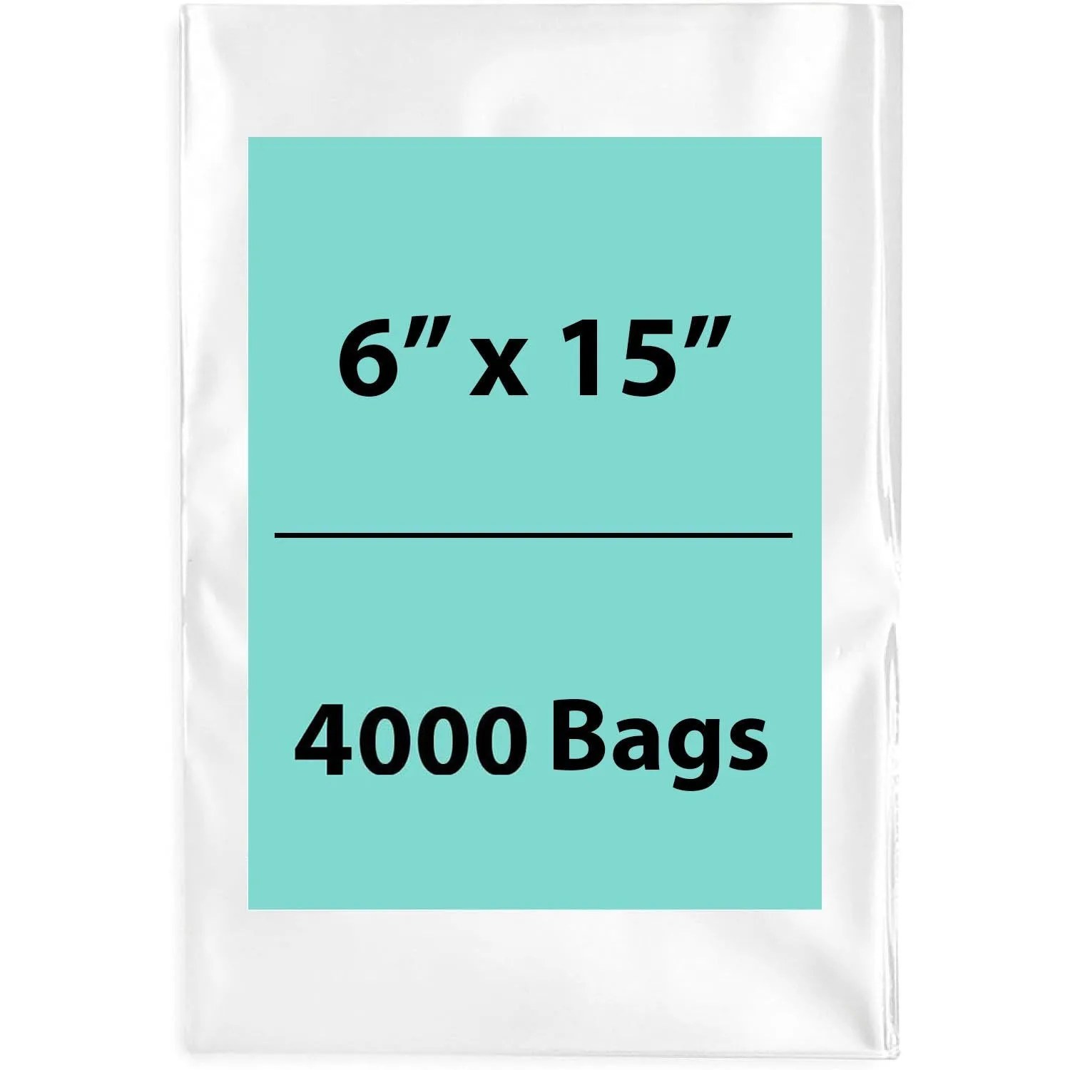 6X15 inches Clear Flat Poly Bags 2Mil Open Top (LDPE)