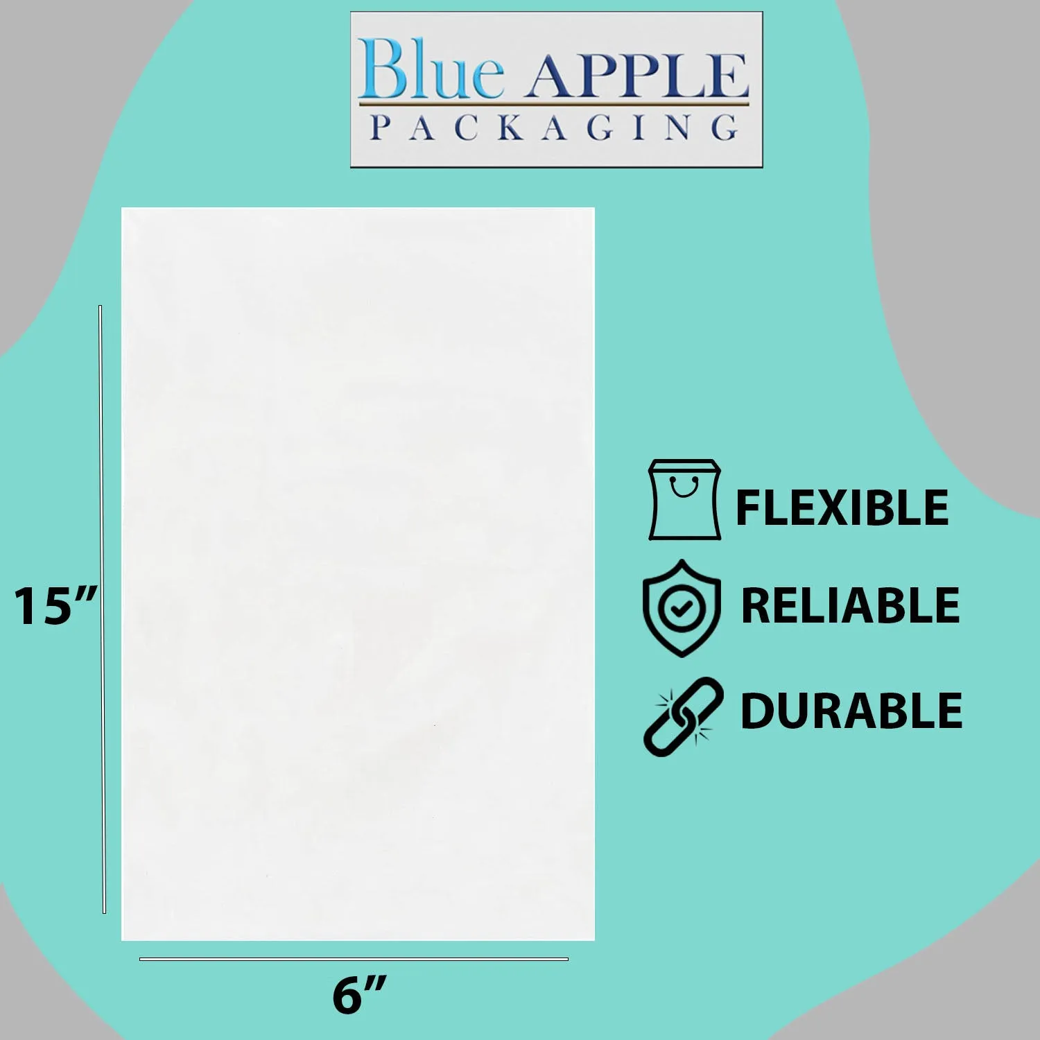 6X15 inches Clear Flat Poly Bags 2Mil Open Top (LDPE)