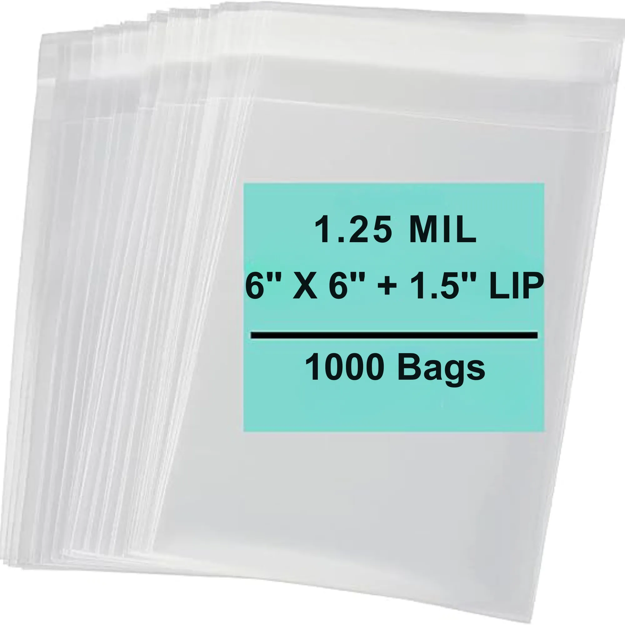 6X6 1.5 inches Lip and Tape Resealable Bags Co-Extruded 1.25 Mil PPE