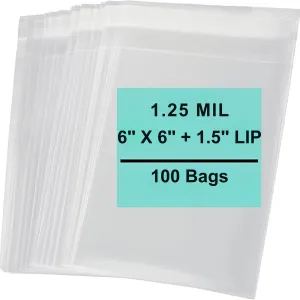 6X6 1.5 inches Lip and Tape Resealable Bags Co-Extruded 1.25 Mil PPE