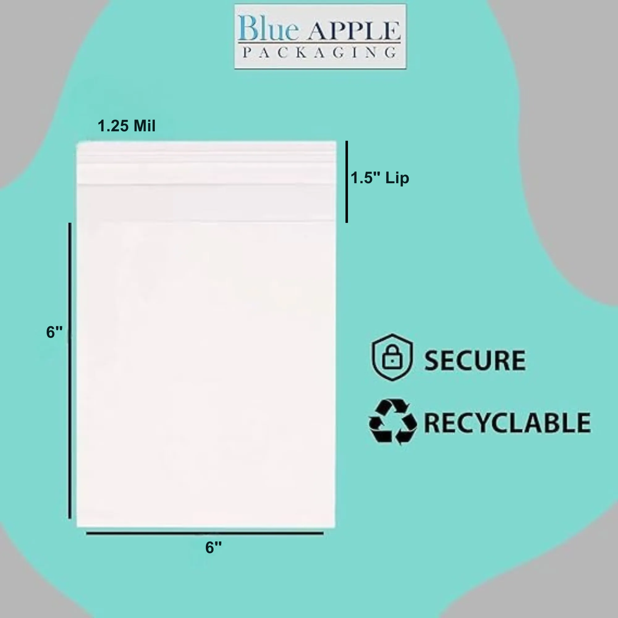 6X6 1.5 inches Lip and Tape Resealable Bags Co-Extruded 1.25 Mil PPE