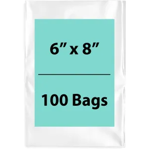 6X8 inches Clear Flat Poly Bags 1.5Mil Open Top (LDPE)