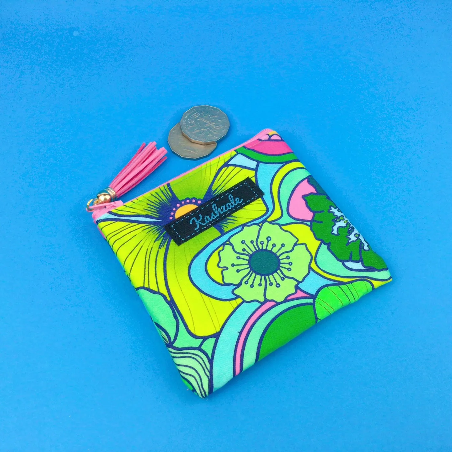 70's Floral Coin Purse. Kasey Rainbow Design.