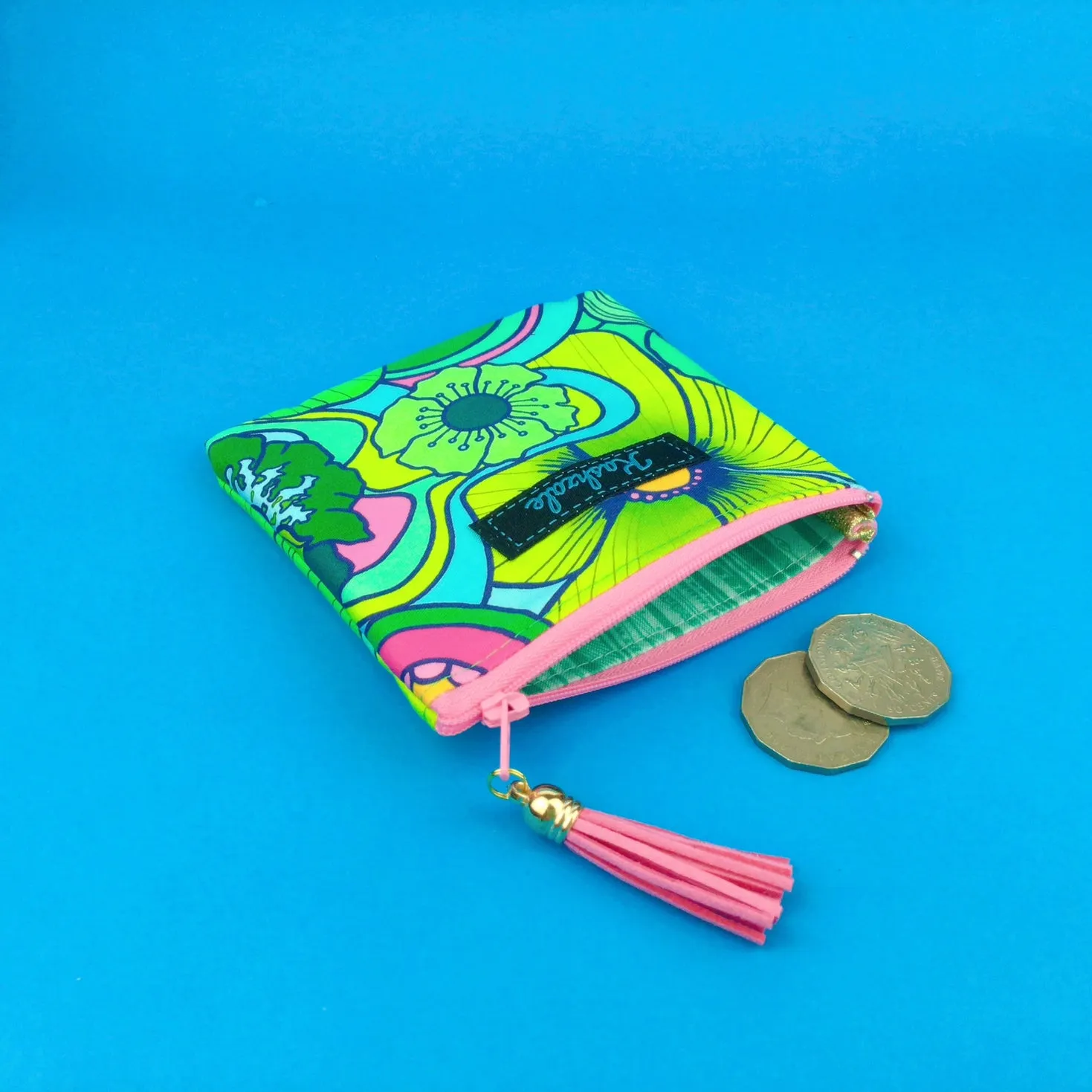70's Floral Coin Purse. Kasey Rainbow Design.
