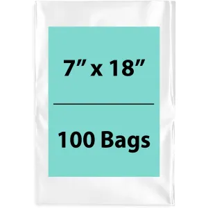 7X18 inches Clear Flat Poly Bags 1.5Mil Open Top (LDPE)