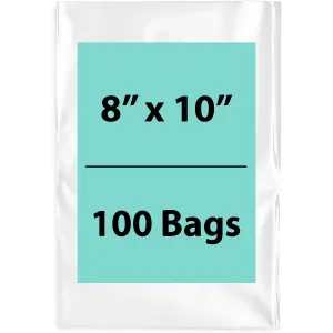 8X10 inches Clear Flat Poly Bags 1.25Mil Open Top (LDPE)
