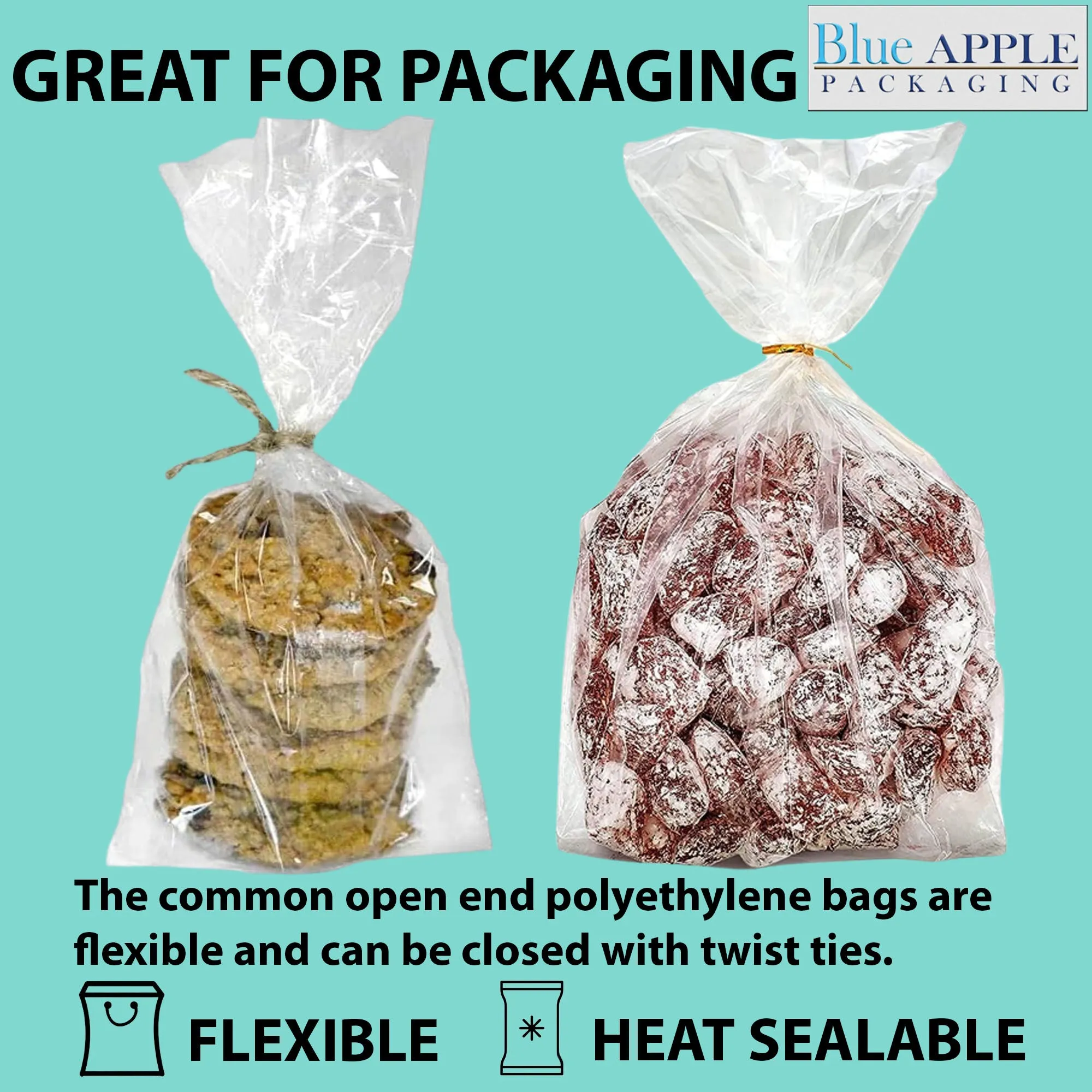 8X4X21 inches Gusseted Poly Bags Clear 1 Mil Low Density LDPE
