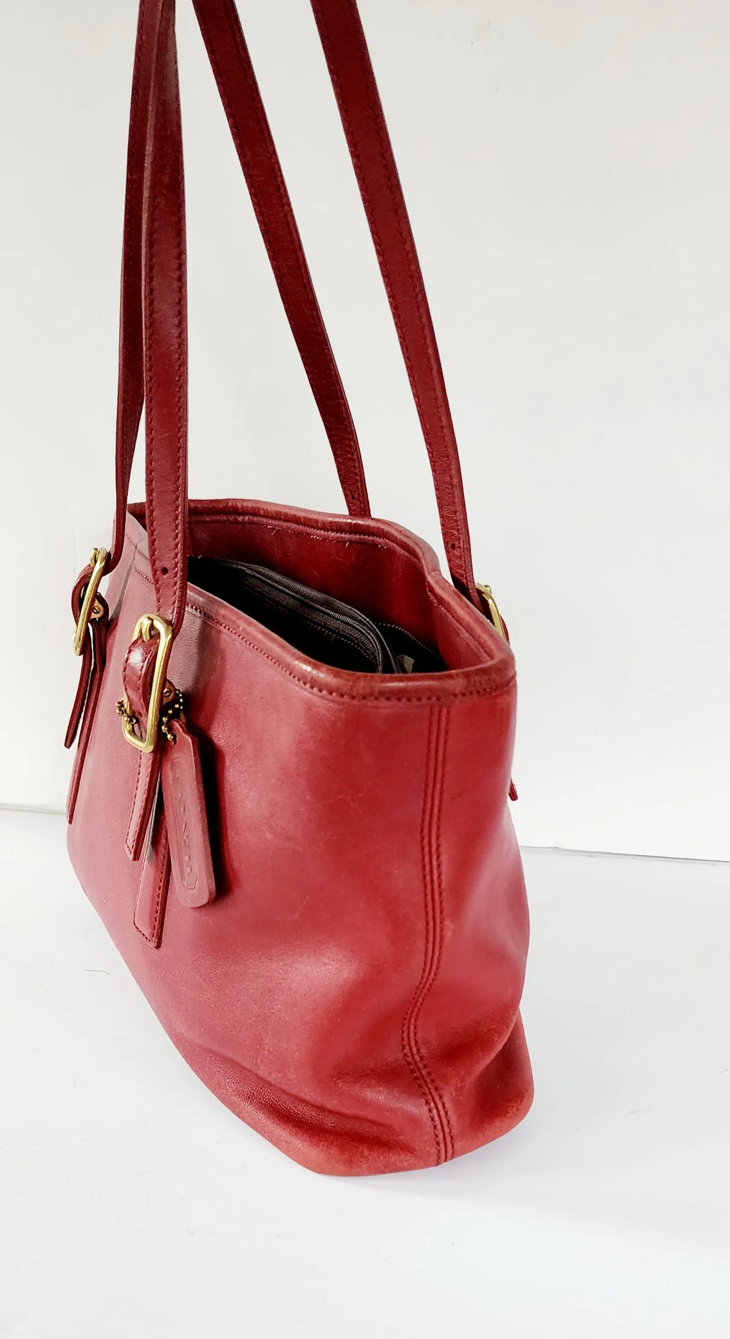 90s Red Leather Coach Bag Legacy Satchel #9813