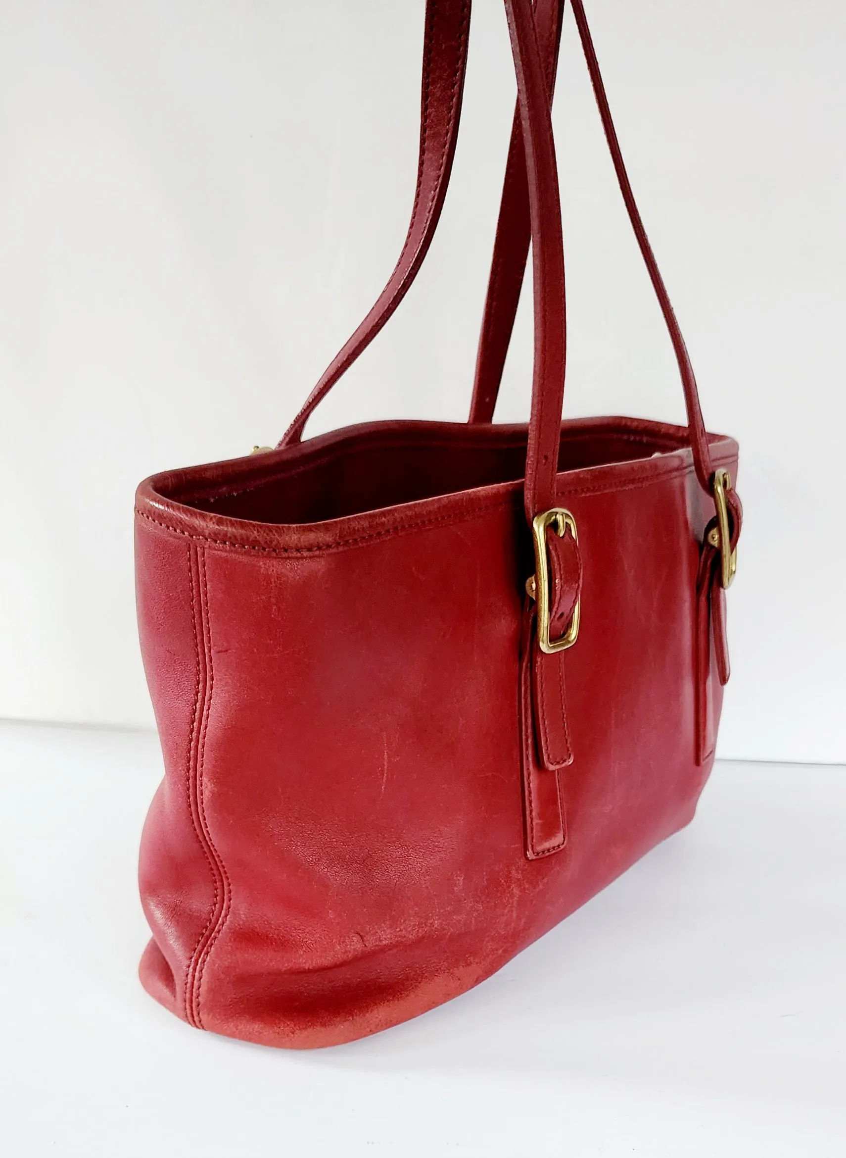 90s Red Leather Coach Bag Legacy Satchel #9813