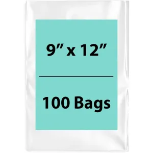 9X12 inches Clear Flat Poly Bags 1.25Mil Open Top (LDPE)