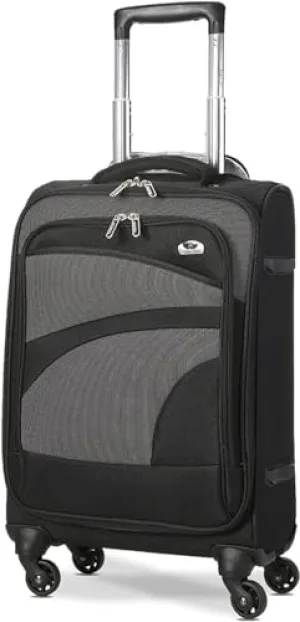 Aerolite Lightweight 4 Wheel Carry On Hand Cabin Luggage Suitcase Black Grey for British Airways Ryanair (Priority) easyJet (Plus/Flexi) & Many More