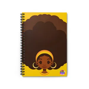 Afro Art Spiral Notebook - Vibrant Yellow Design for Creative Minds