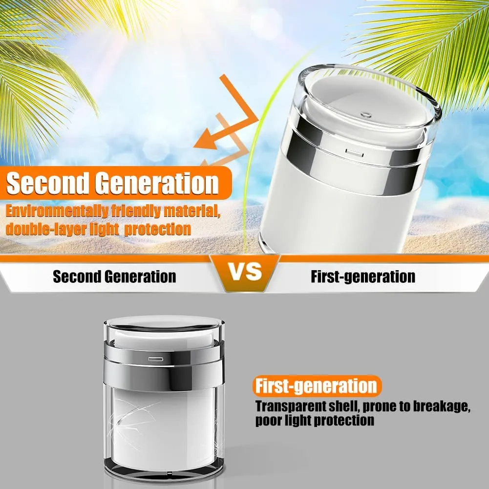 Airless Pump Jars, 1.7 Oz Pump Dispenser, Acrylic Lotion Dispenser for Thick Moisturizer, Skincare Cream, Travel Lotion Container (2 Pack)