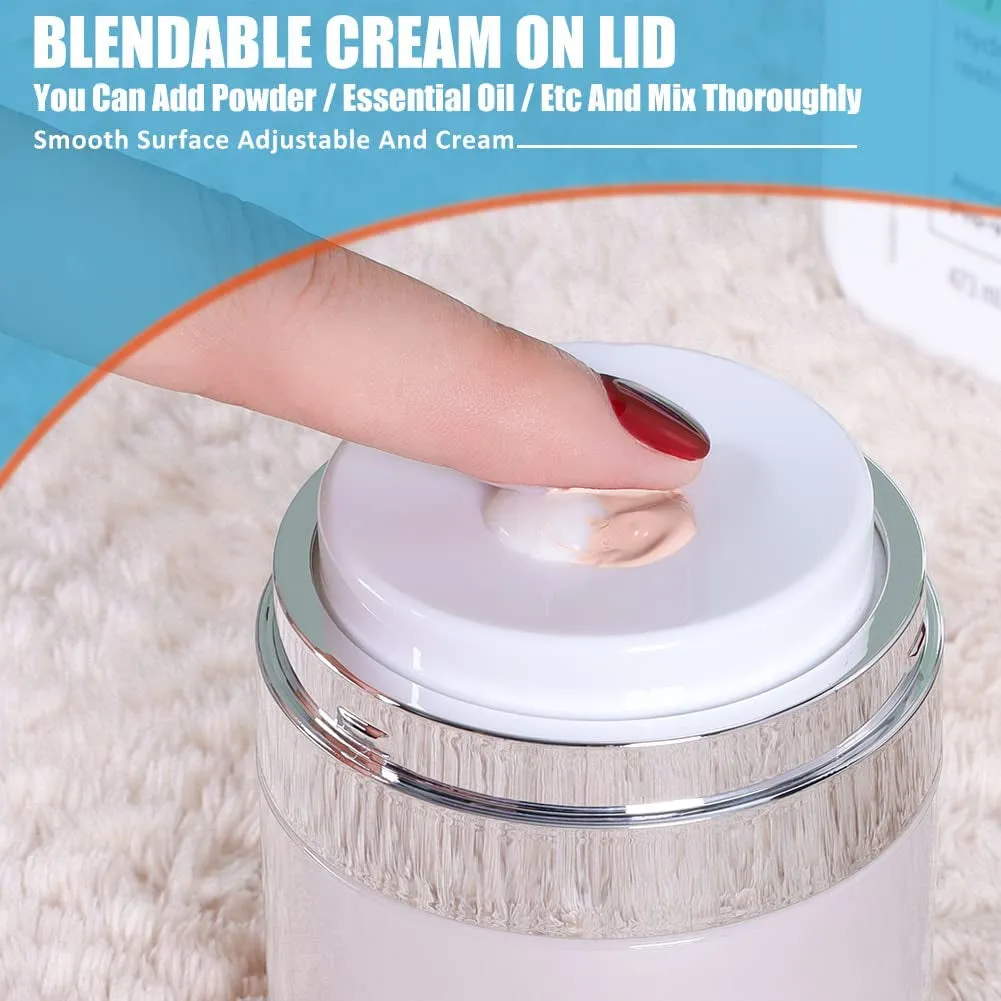 Airless Pump Jars, 1.7 Oz Pump Dispenser, Acrylic Lotion Dispenser for Thick Moisturizer, Skincare Cream, Travel Lotion Container (2 Pack)