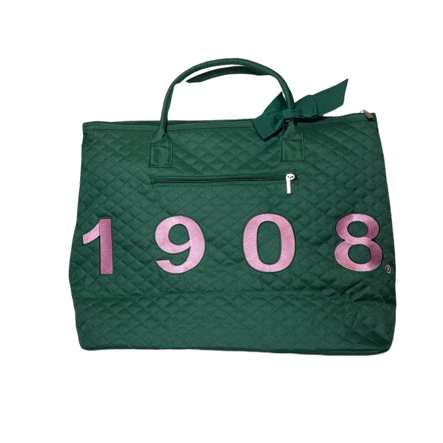 AKA GREEN QUILTED TOTE BAG
