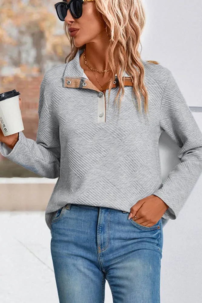 Alexis Quilted Button Up Sweatshirt